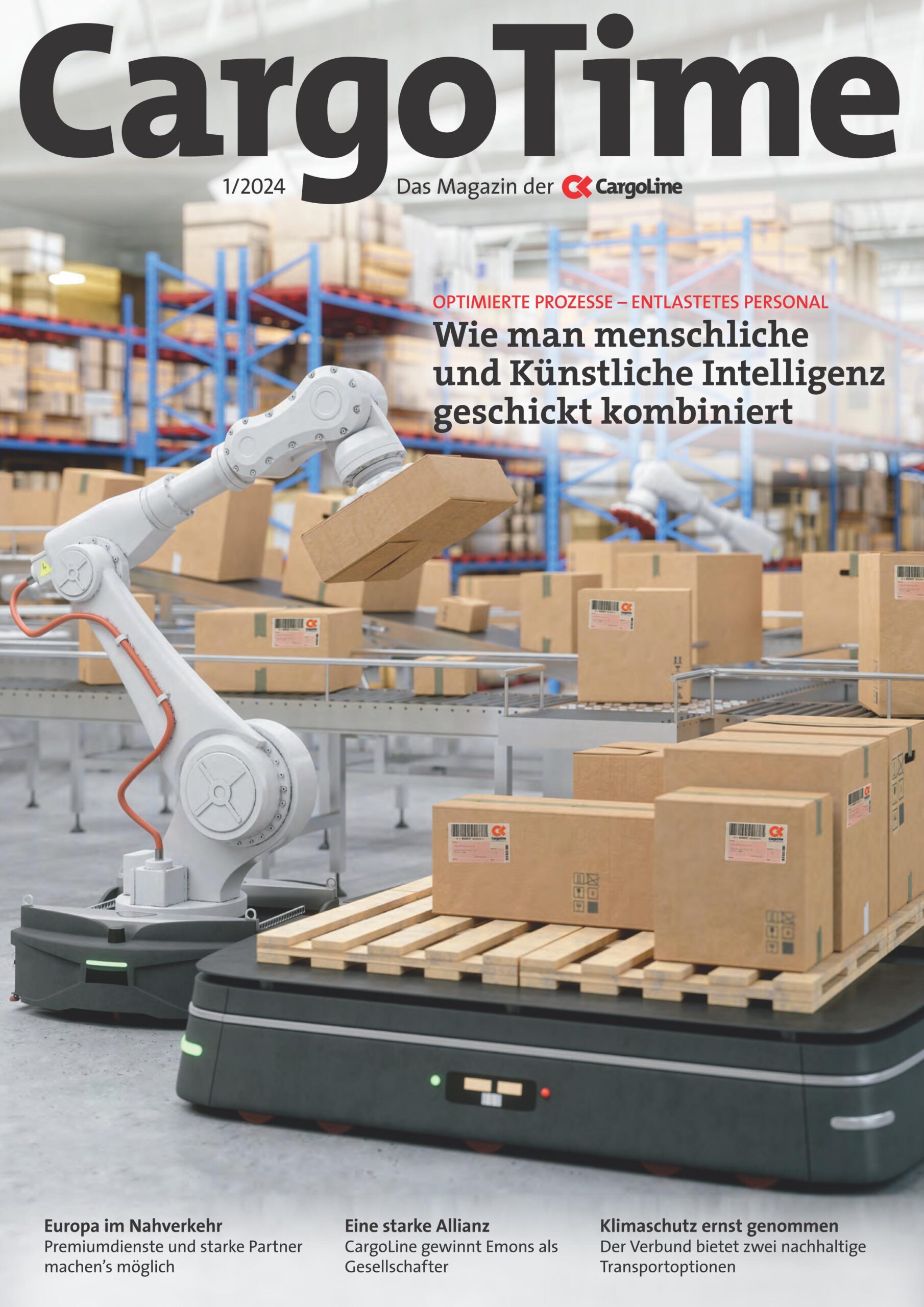 Kundenzeitschrift CargoLine Schwerpunkt Digitalisierung, Robotik und KI